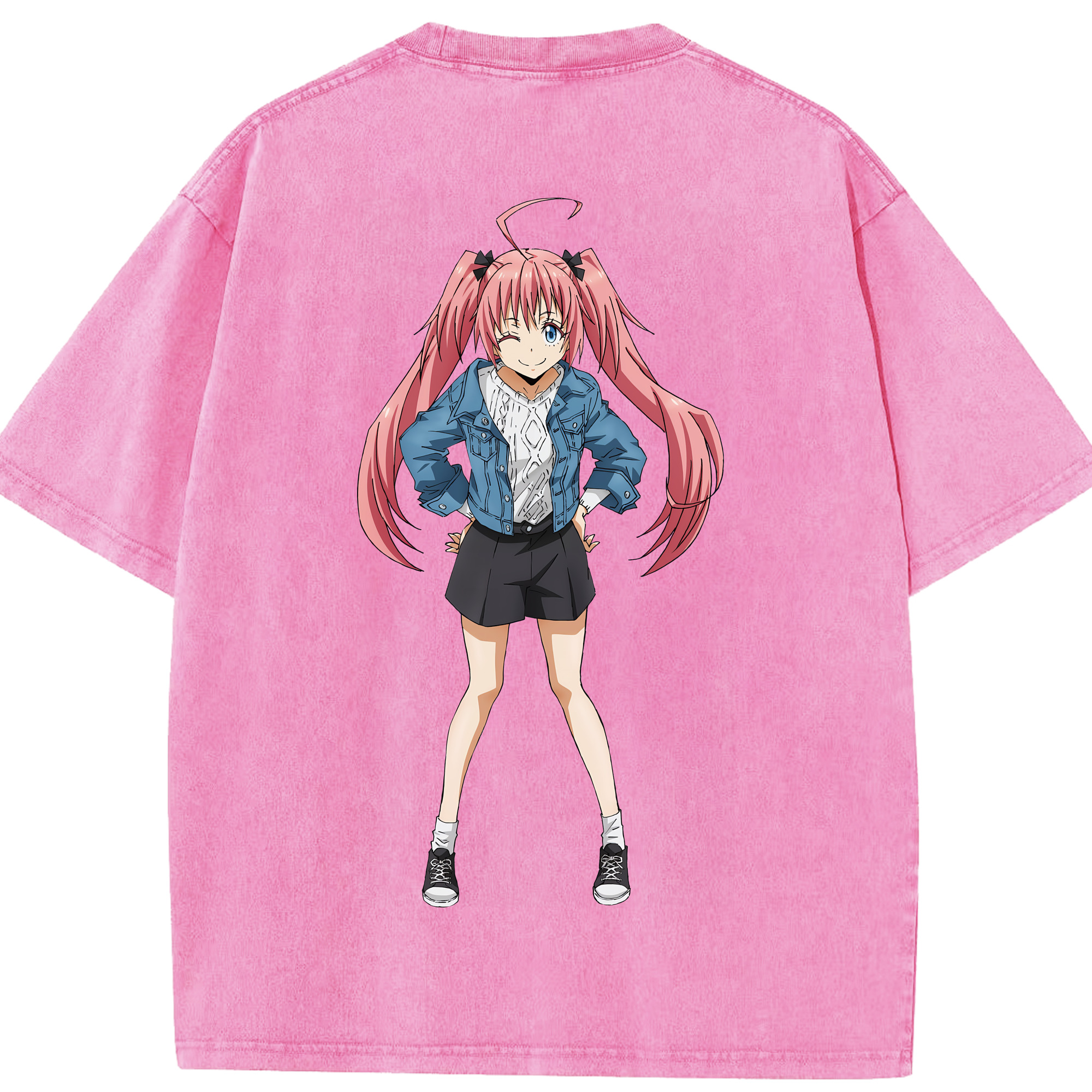 （画像用） 転スラ Regarding Reincarnated to Slime 綿100% ヴィンテージ風 半袖Tシャツ（背面プリント）